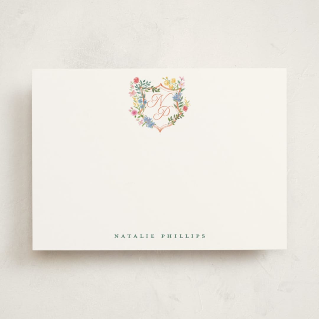"Montecito Crest" - Personalized Stationery Cards in Petal by Petra Kern - Front