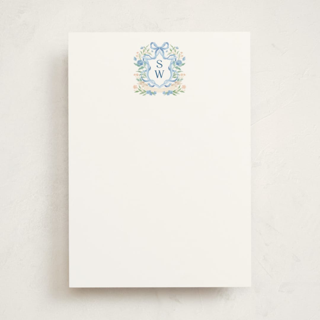"Atlanta Crest" - Personalized Stationery Cards in Bluebell by Elly - Front