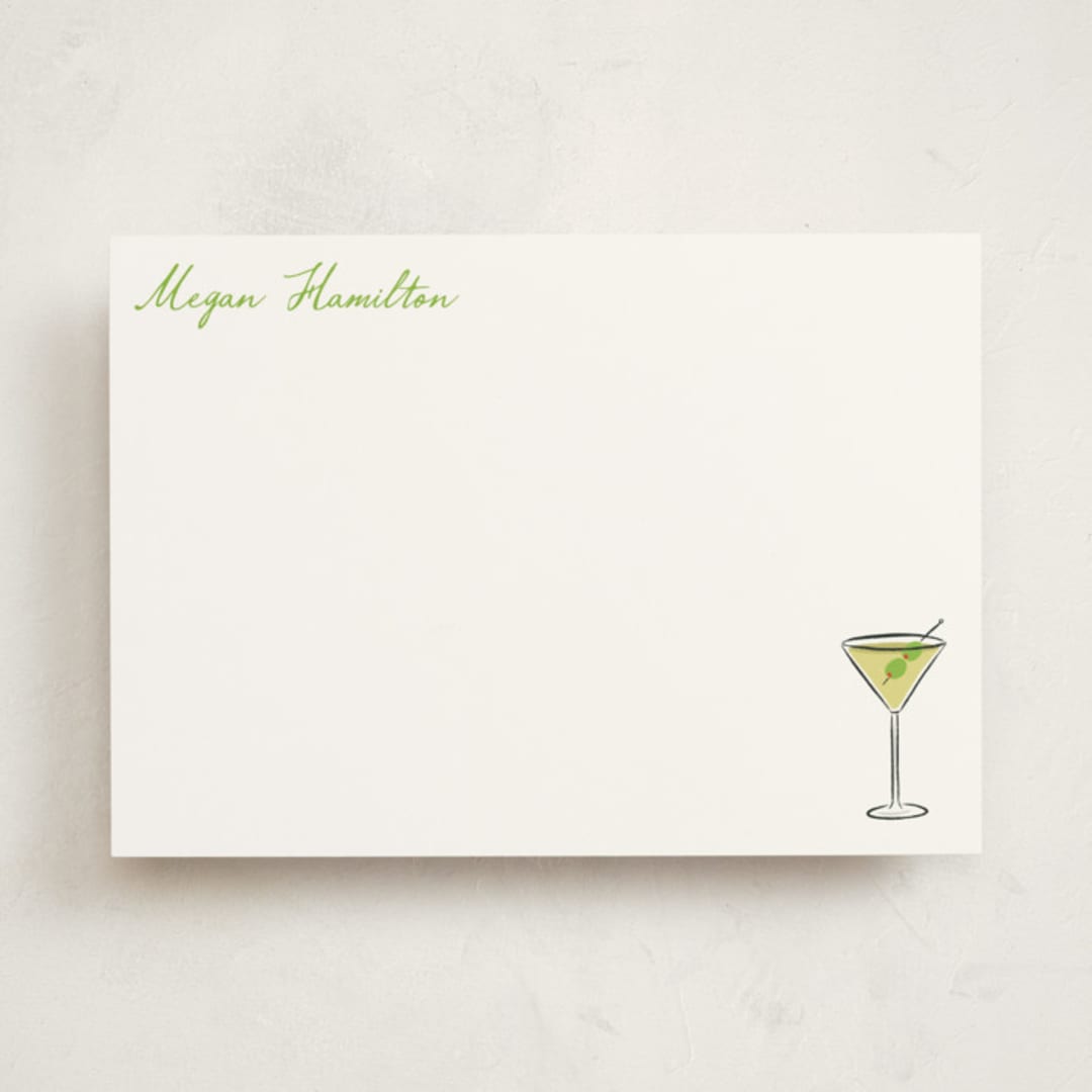 "Martini" - Personalized Stationery Cards in Lime by chocomocacino - Front