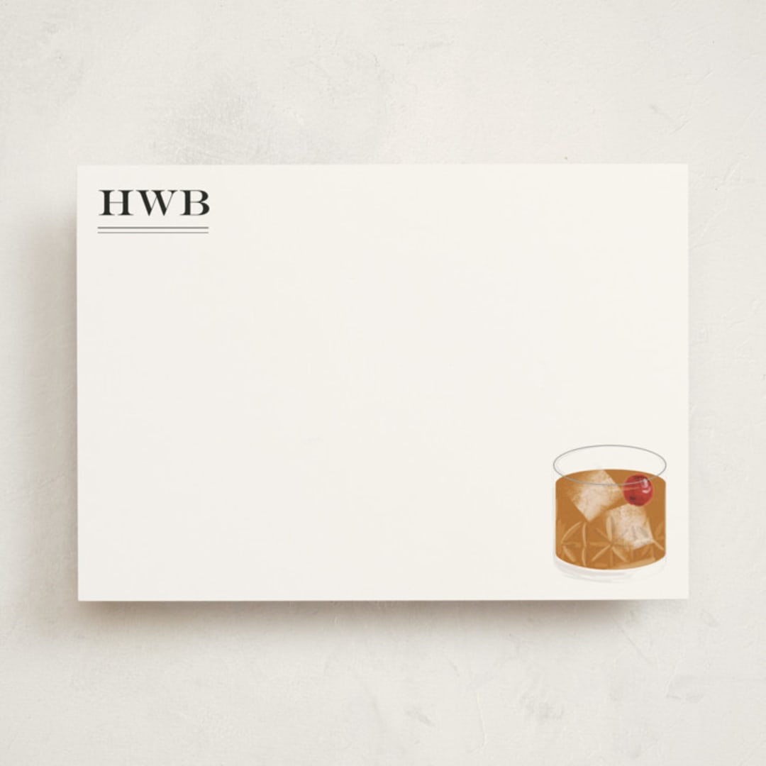 "Old Fashioned" - Personalized Stationery Cards in Onyx by Baumbirdy - Front