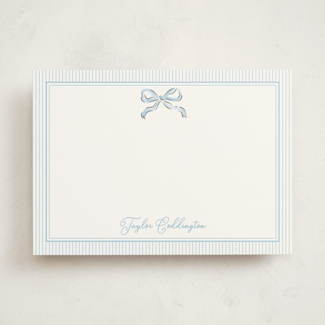 "Bow" - Personalized Stationery Cards in Sky by Helena Vitto - Front