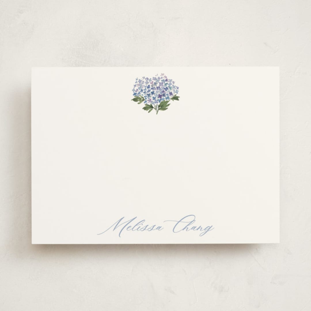 "Hydrangea" - Personalized Stationery Cards in Hydrangea by Itsy Belle Studio - Front