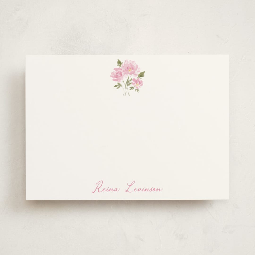 "Peony" - Personalized Stationery Cards in Blush by Itsy Belle Studio - Front