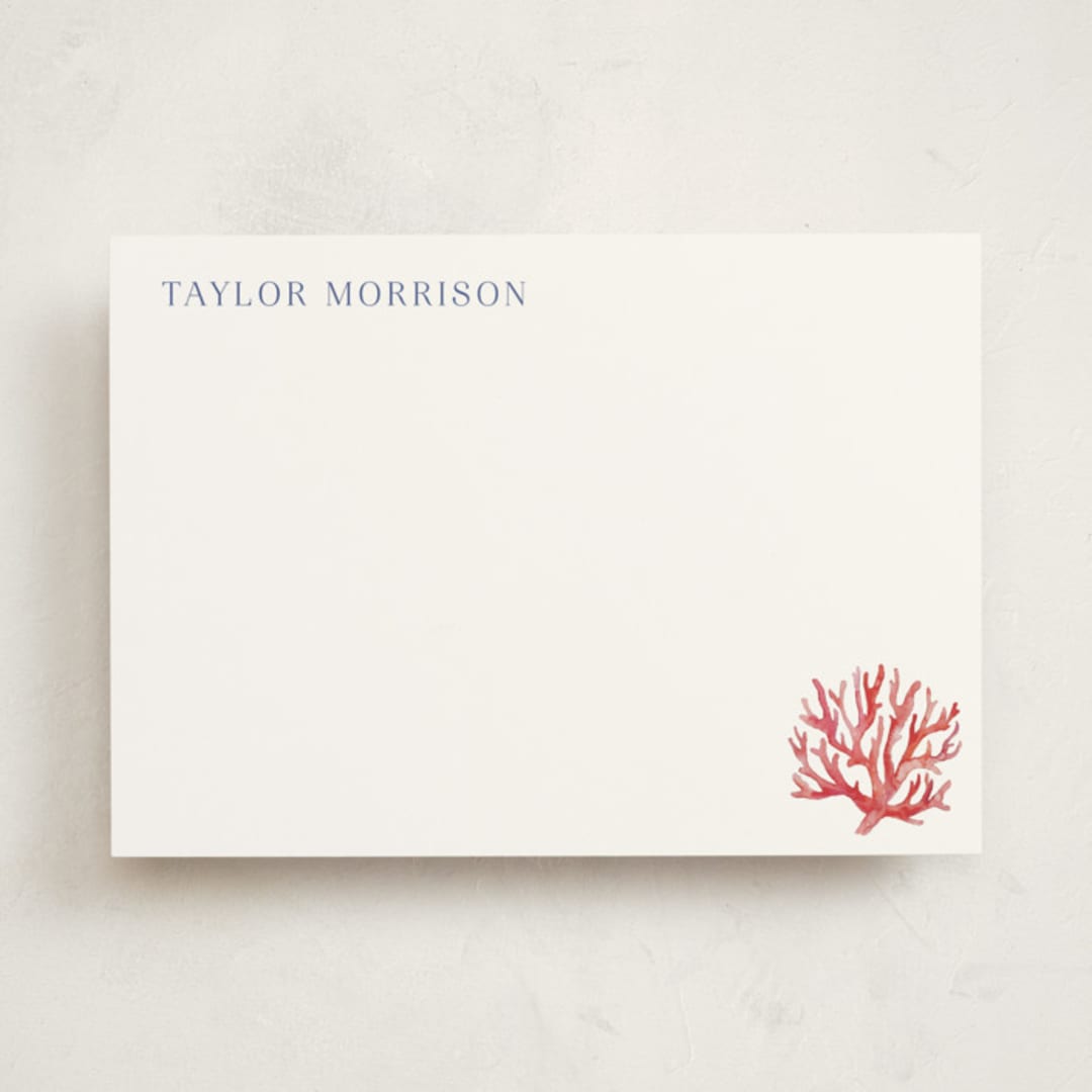 "Coral" - Personalized Stationery Cards in Coral by Jenna Holcomb - Front