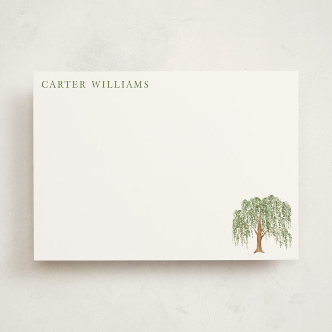"Weeping Willow " - Personalized Stationery Cards in Leaf by Petra Kern - Front