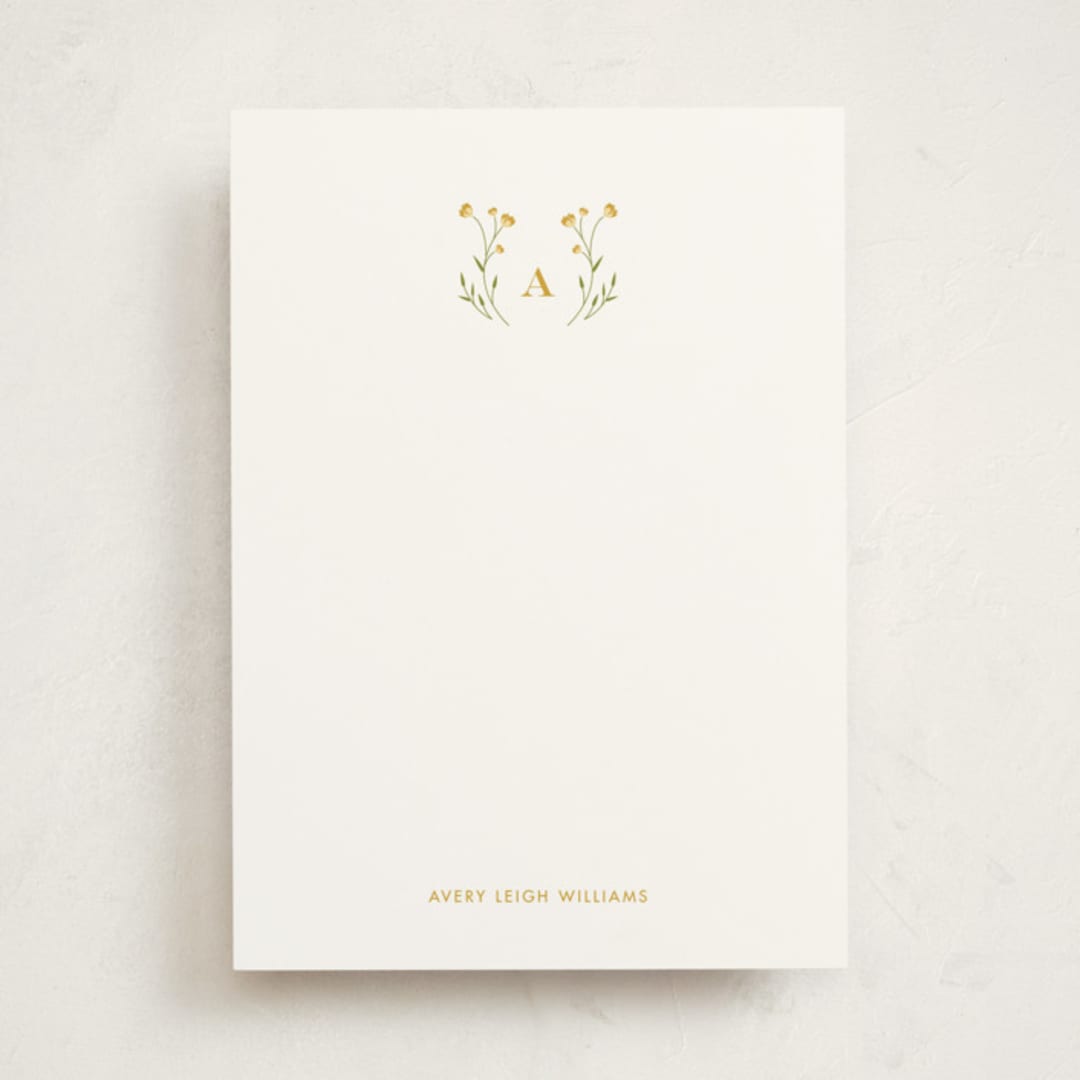 "Baby Blossoms" - Personalized Stationery Cards in Marigold by Jennifer Postorino - Front