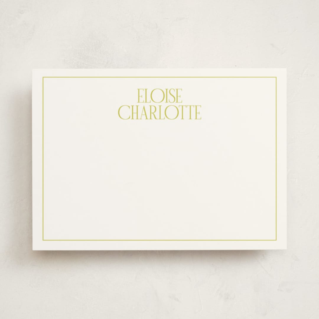 "elegant serif" - Personalized Stationery Cards in Lime by Ellen Schlegelmilch - Front