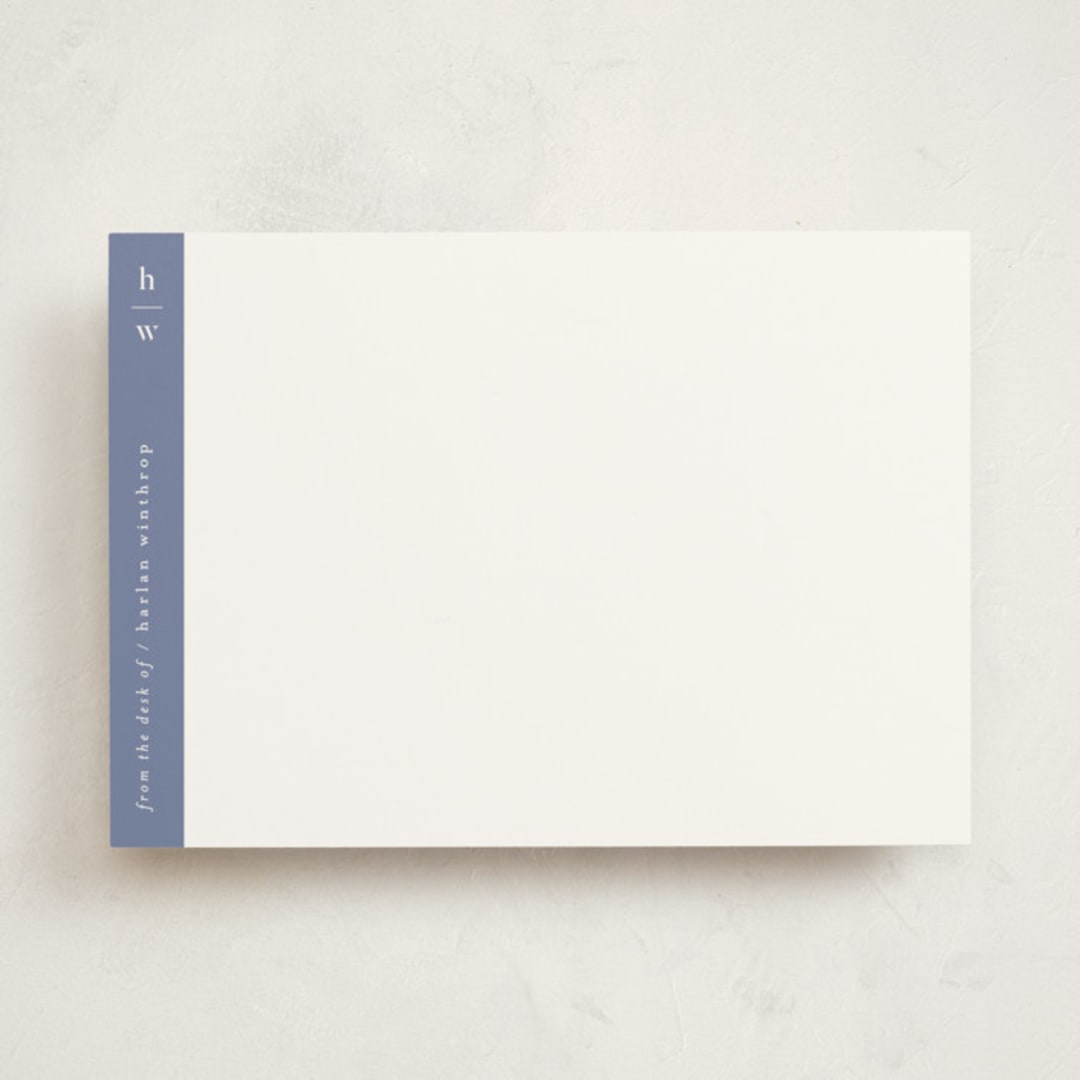 "Sidebar" - Personalized Stationery Cards in Blue Note by Alexandra Cohn - Front