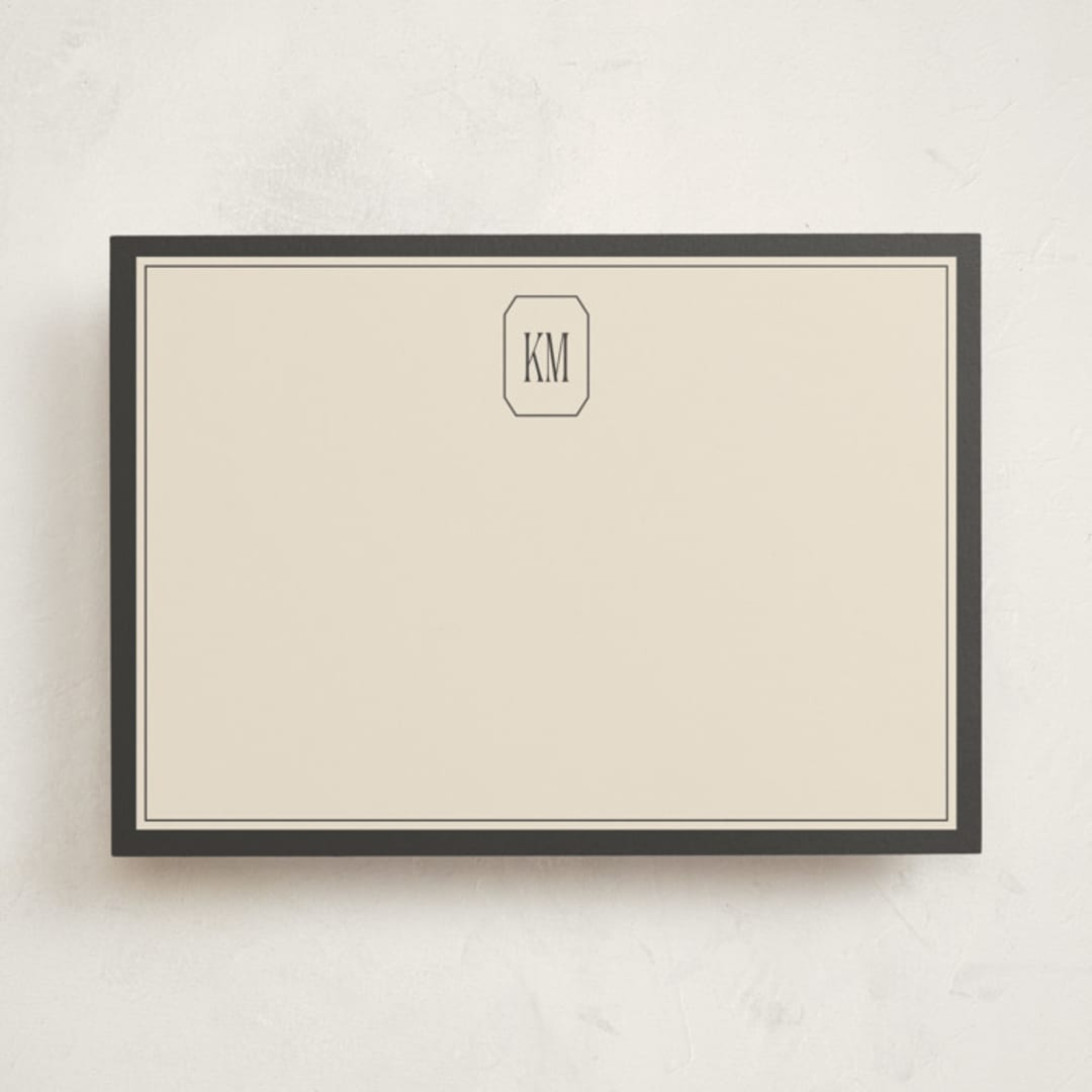 "Formal initials" - Personalized Stationery Cards in Noir by Creo Study - Front