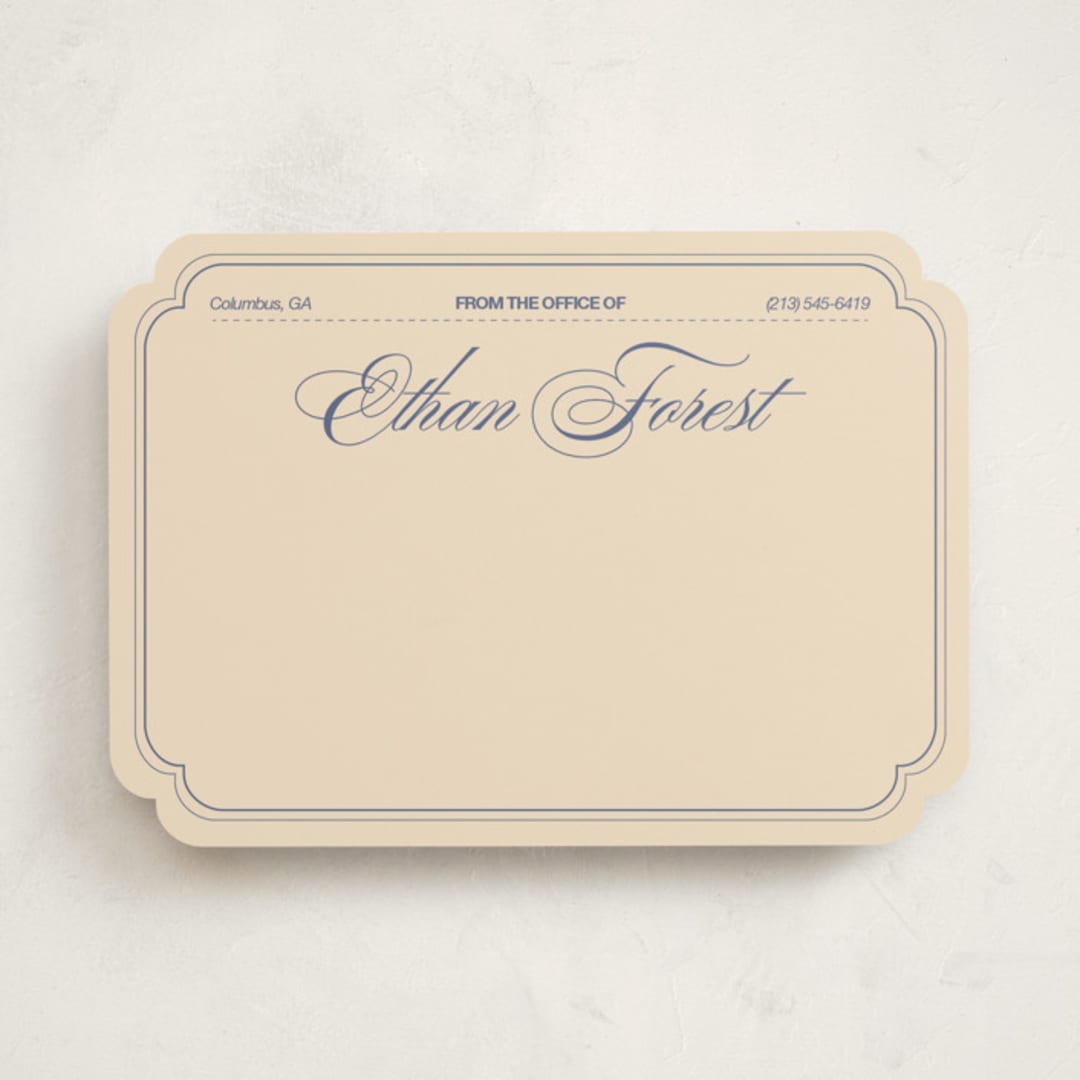 "From the Office Vintage" - Personalized Stationery Cards in Cream by Abby Fabrizio - Front
