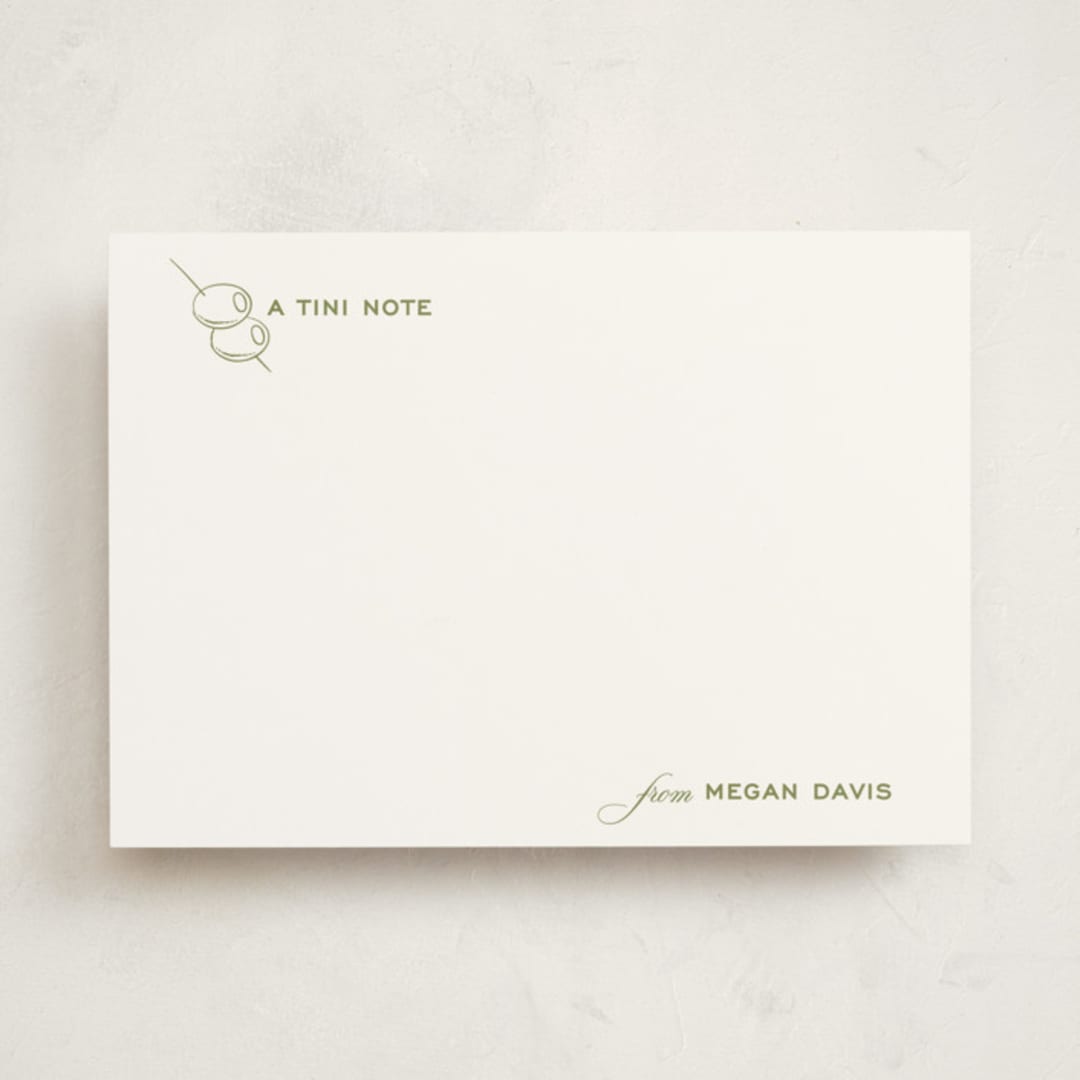 "dirty martini" - Personalized Stationery Cards in Olive by Megan Davis - Front