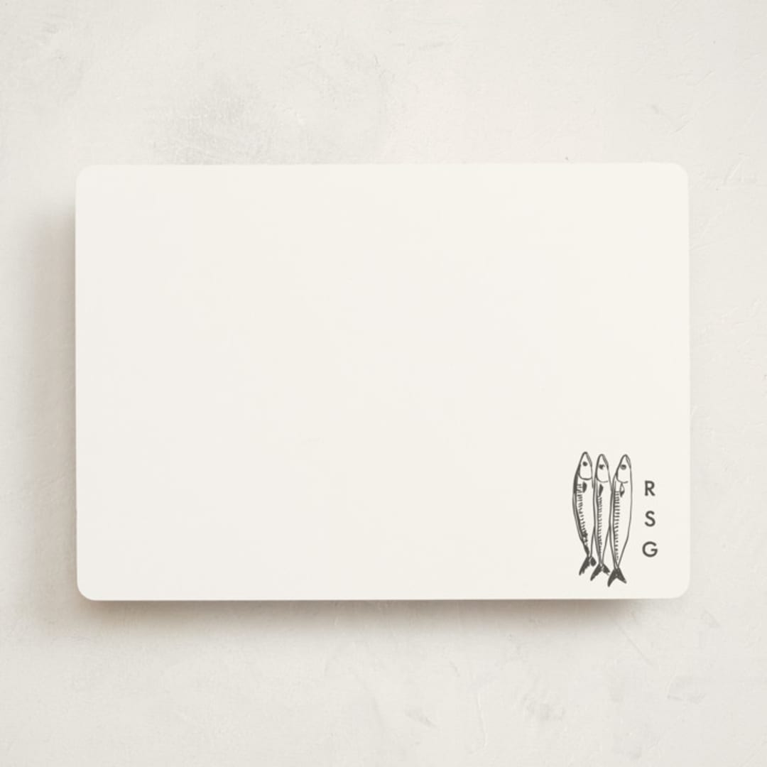 "Sardines" - Personalized Stationery Cards in Ink by Megan Davis - Front