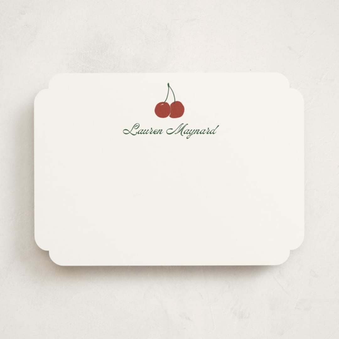 "Cheery Cherry" - Personalized Stationery Cards in Cherry by Inkblot Design - Front