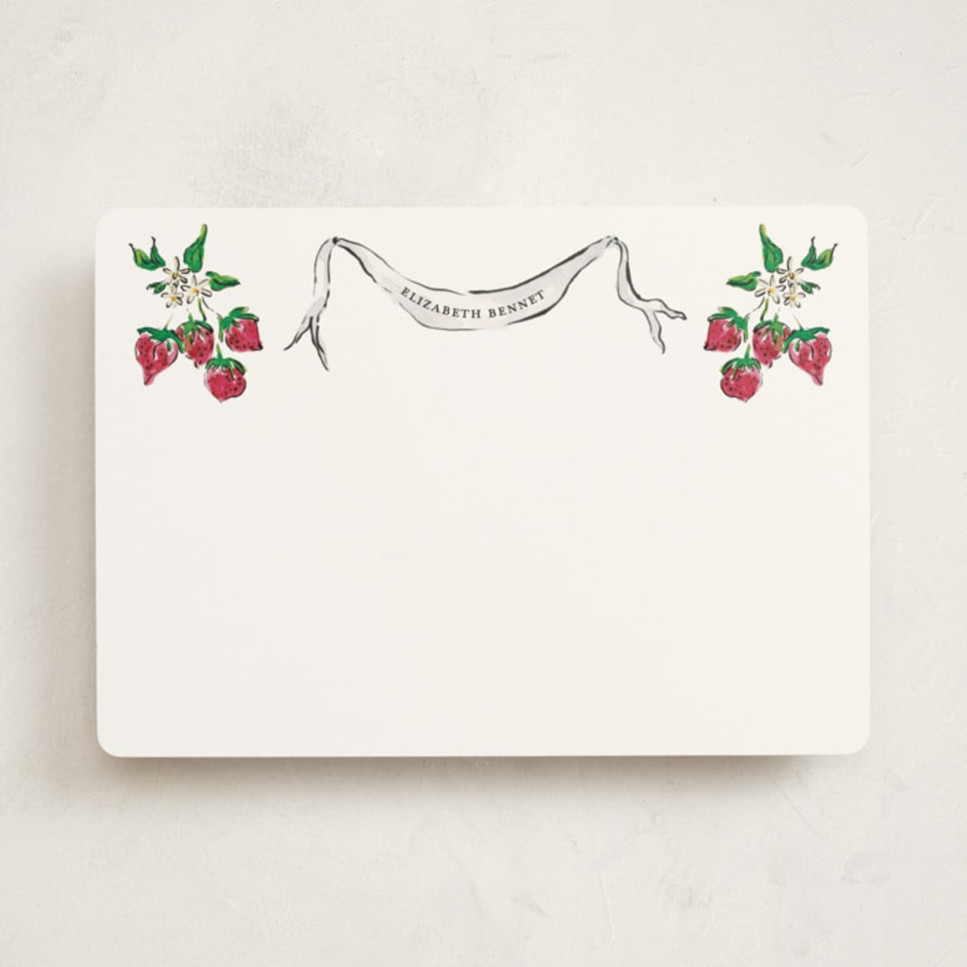 "Strawberry Queen" - Personalized Stationery Cards in Strawberry by Jill Delavan - Front