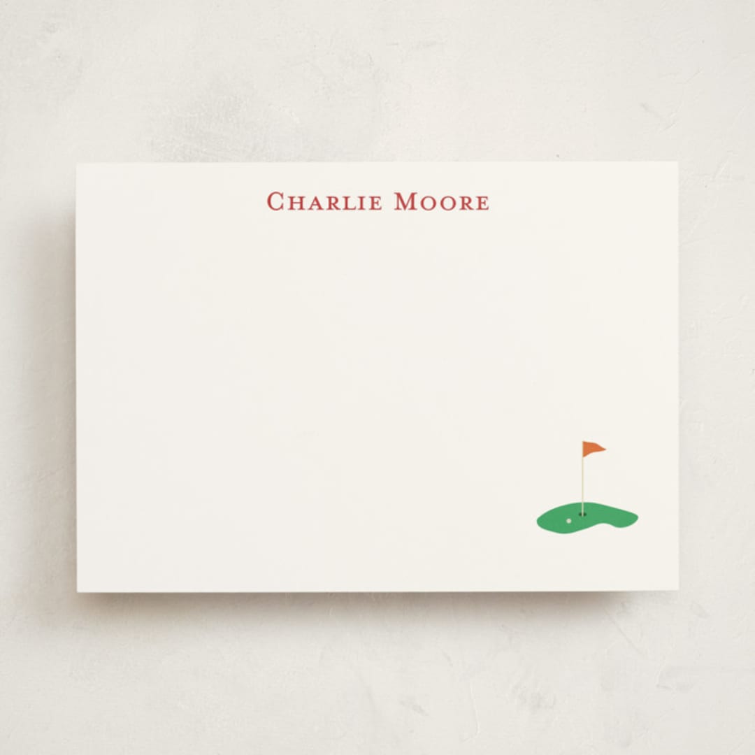 "Sportsy Golf" - Personalized Stationery Cards in Grass by Teju Reval - Front