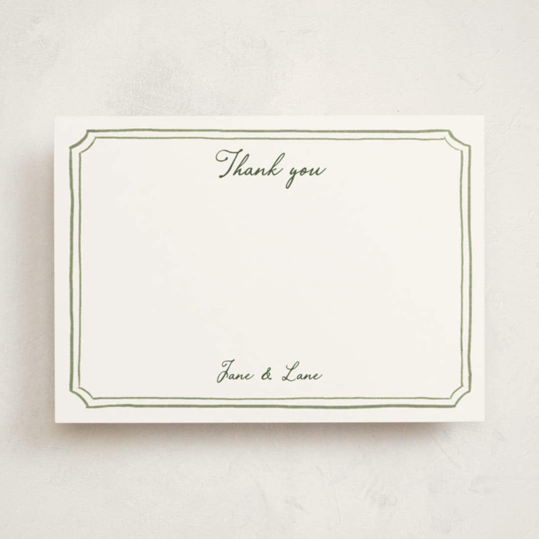 "Handwritten" - Personalized Stationery Cards in Moss by Cass Loh - Front