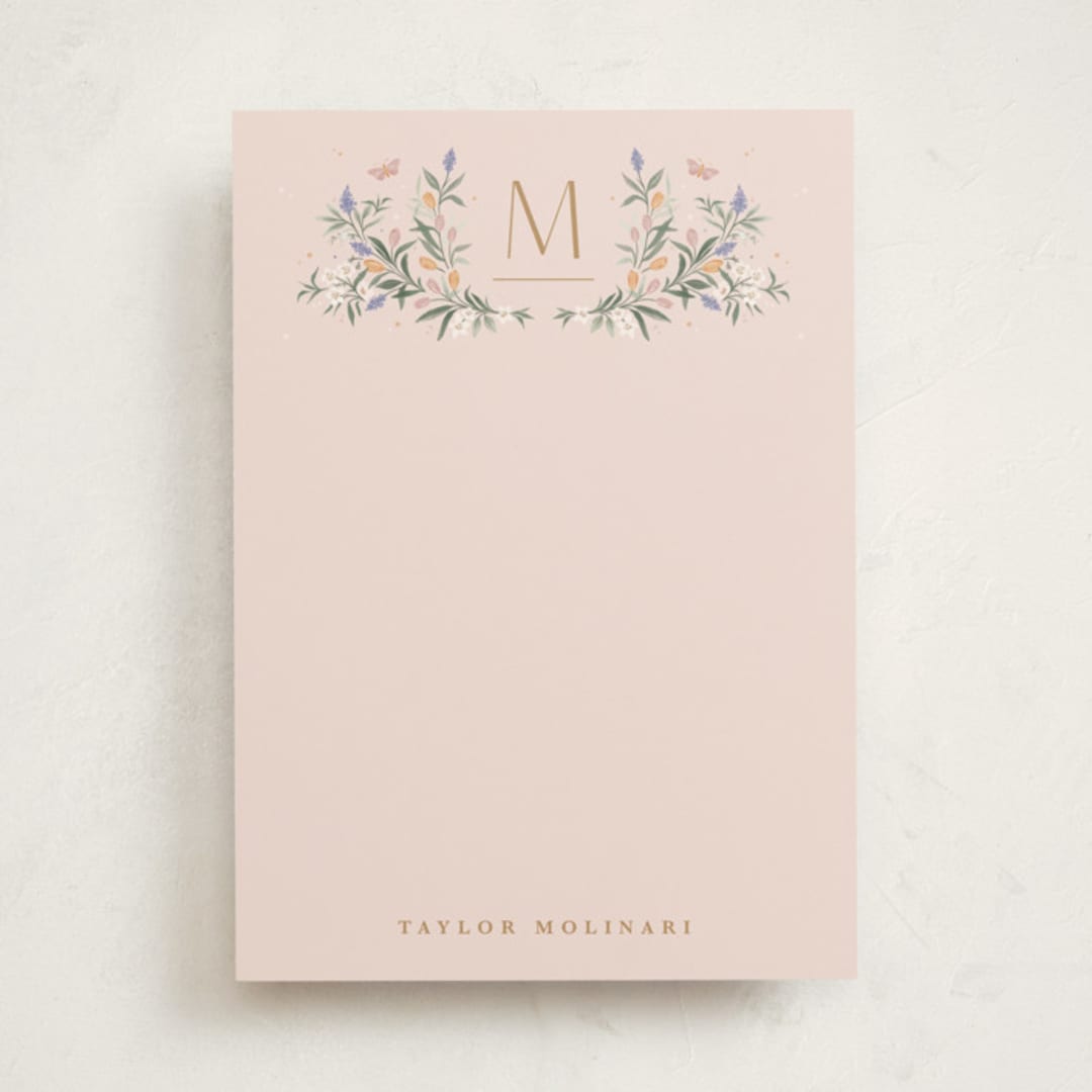 "Garden Greens" - Personalized Stationery Cards in Rose by Kristen Smith - Front
