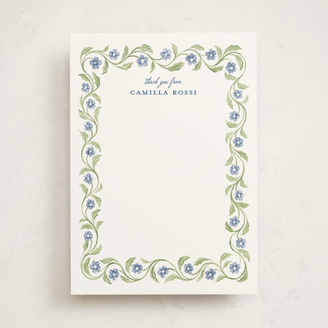 "Camilla" - Personalized Stationery Cards in Cornflower by Sarah Knight - Front