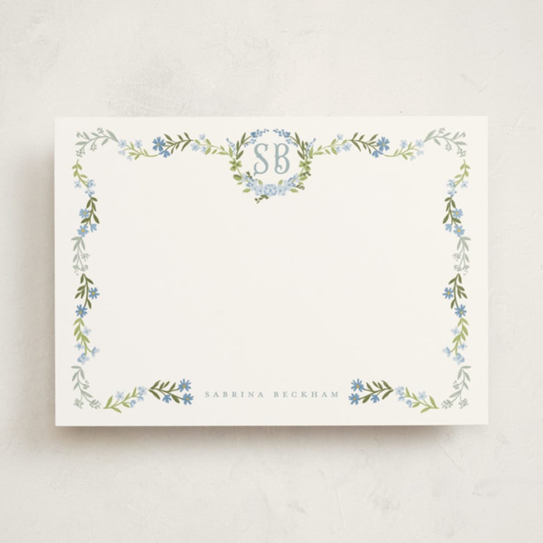 "Fiorellini" - Personalized Stationery Cards in Periwinkle by Petra Kern - Front