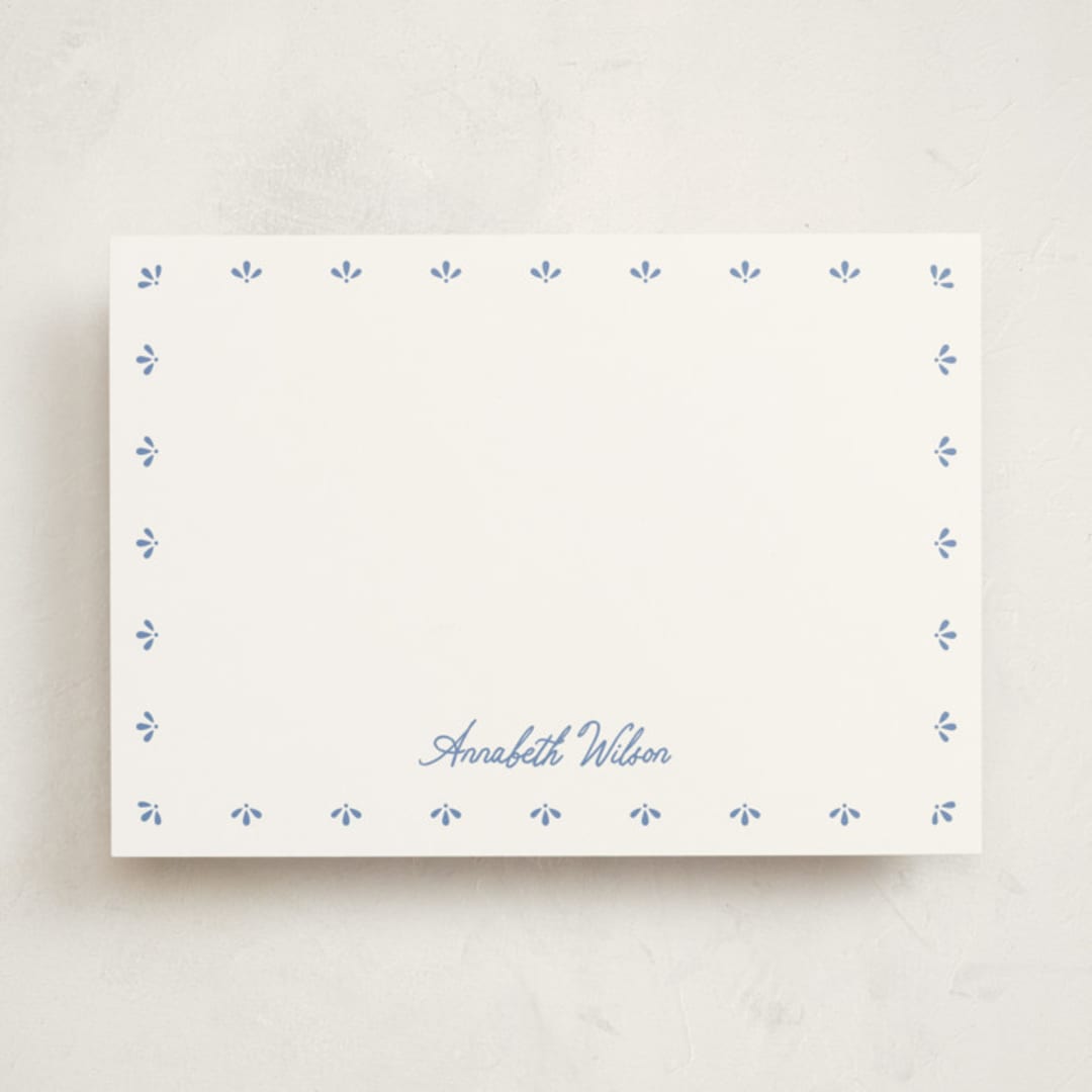 "Somerset Eyelet" - Personalized Stationery Cards in Powder Blue by Erin L. Wilson - Front