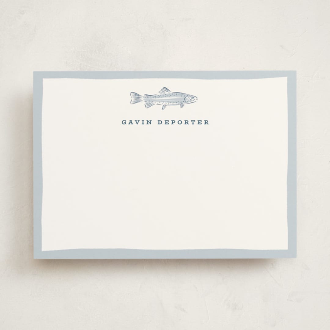 "Fishy" - Personalized Stationery Cards in River by Erin German - Front