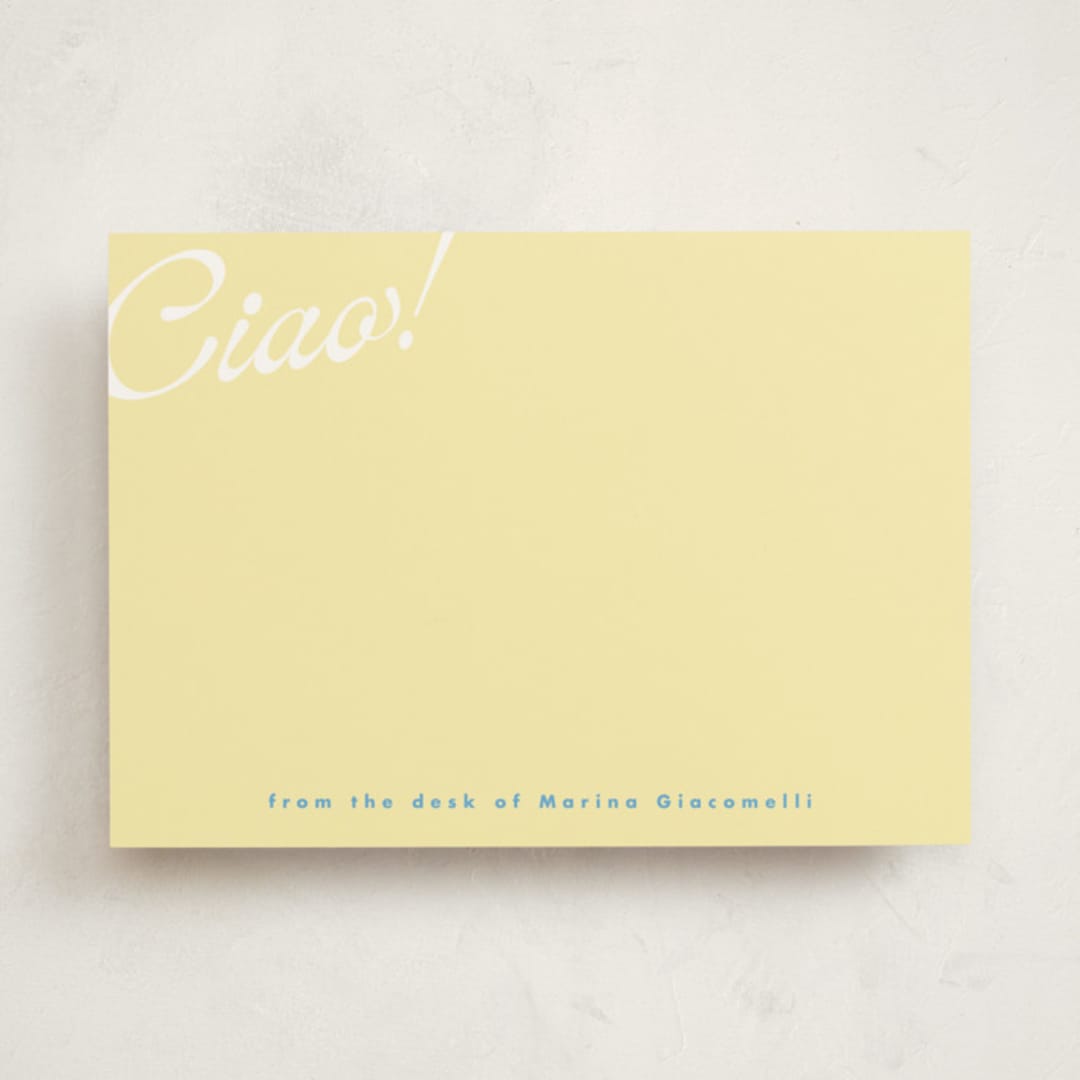 "Ciao" - Personalized Stationery Cards in Limoncello by Tamara Hilje - Front