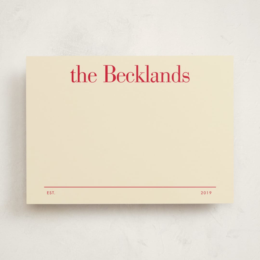 "Established Date" - Personalized Stationery Cards in Apple by Baumbirdy - Front