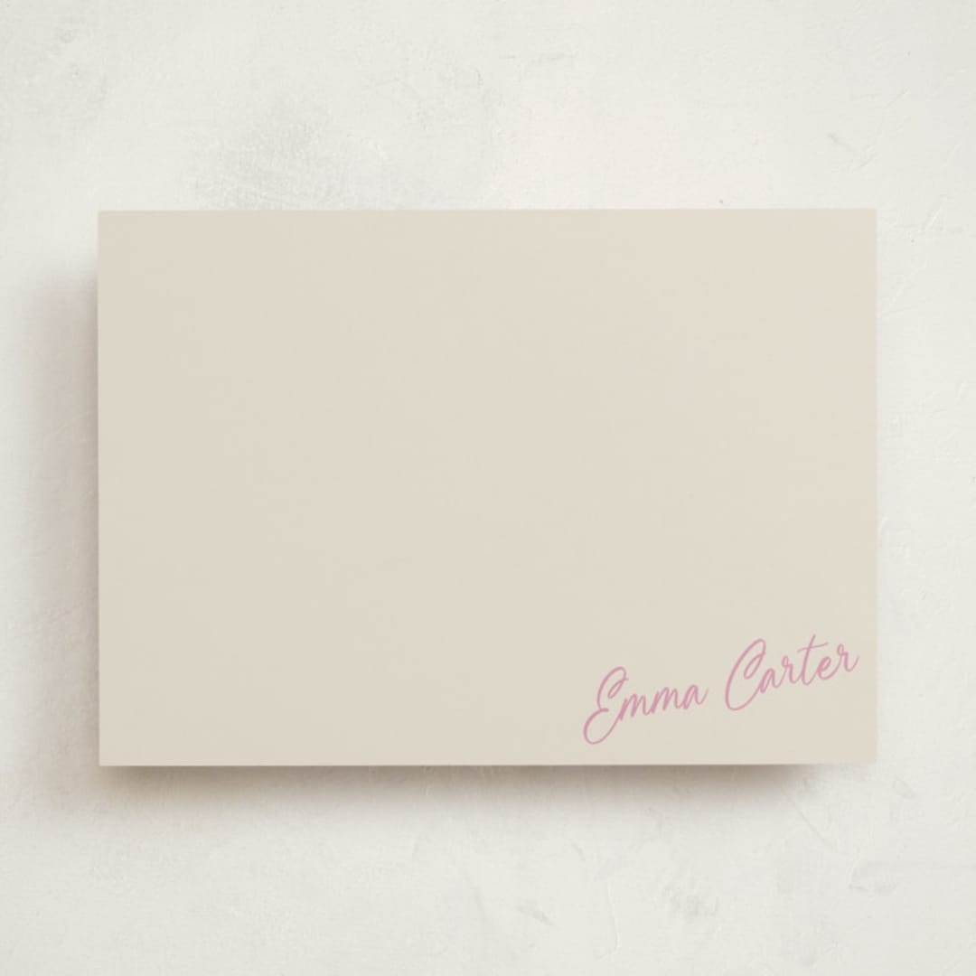 "Sweet Script Corner" - Personalized Stationery Cards in Vanilla by Beth Vassalo - Front