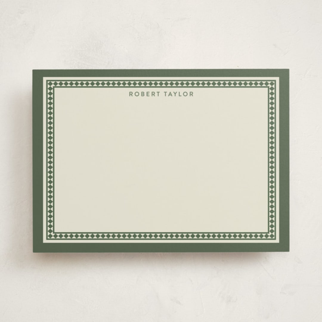 "Noble Hall" - Personalized Stationery Cards in Malachite by Diana Pinnell - Front