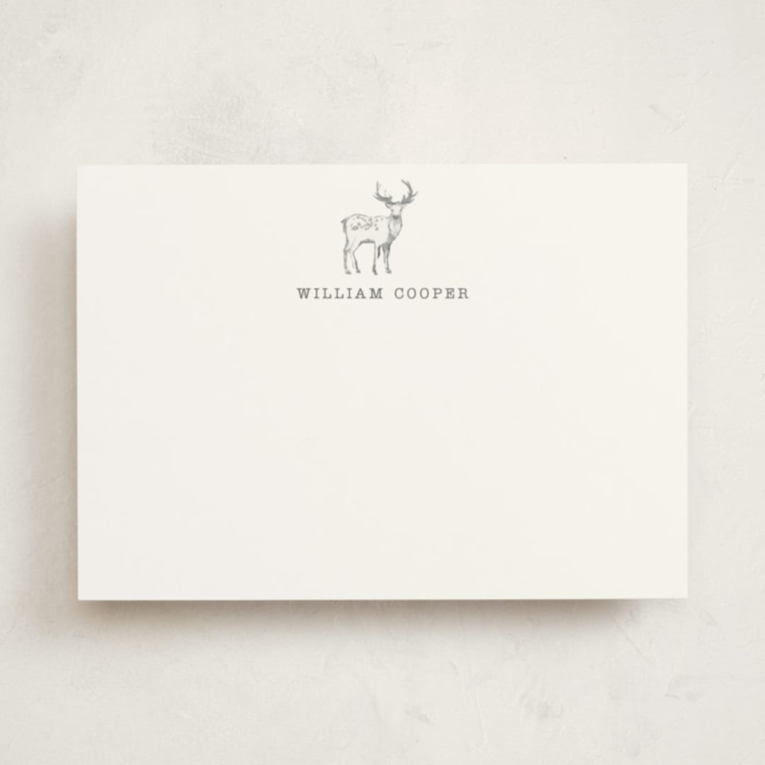 "Deer" - Personalized Stationery Cards in Ink by Teju Reval - Front