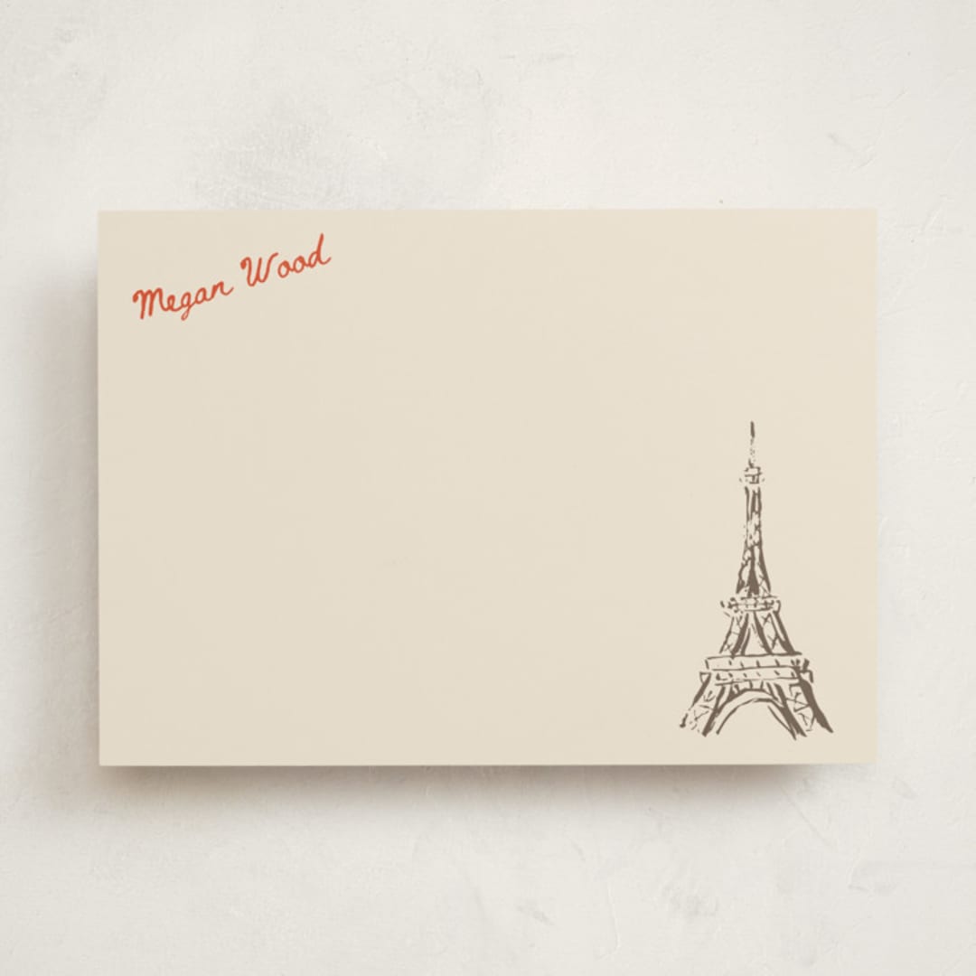 "Eiffel in Love" - Personalized Stationery Cards in Antique Bronze by Cass Loh - Front