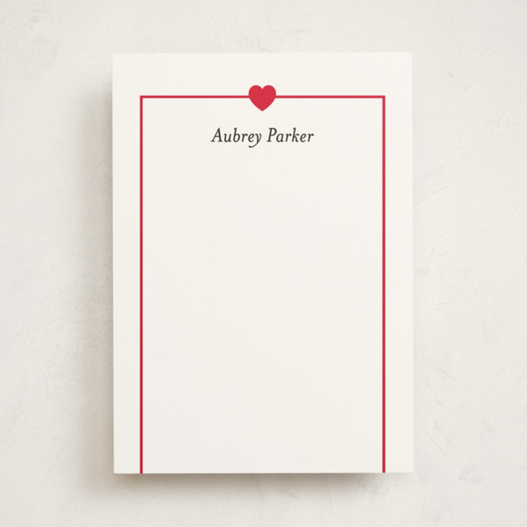 "Simple Heart" - Personalized Stationery Cards in Cherry by AK Graphics - Front