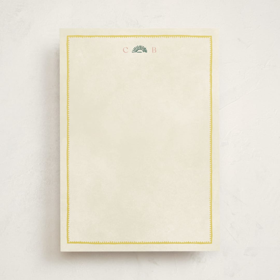 "Coastal Drift" - Personalized Stationery Cards in Caribbean Citrus by Pixel and Hank - Front