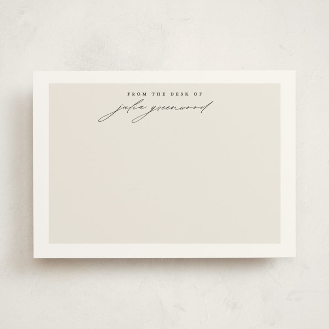 "Understated" - Personalized Stationery Cards in Sand by Susan Zinader - Front