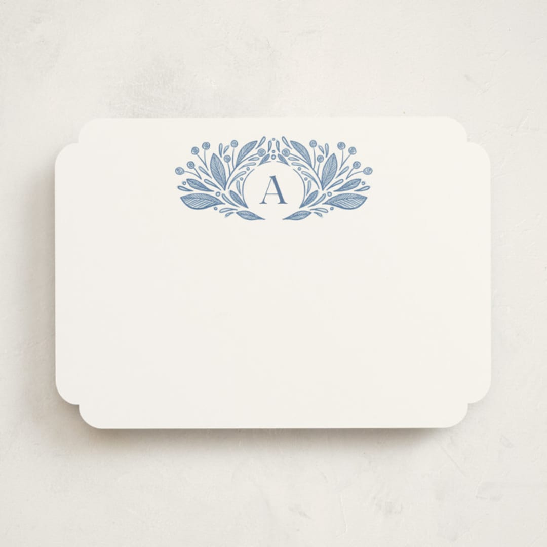 "leafy letter" - Personalized Stationery Cards in Sky by Jen Owens - Front
