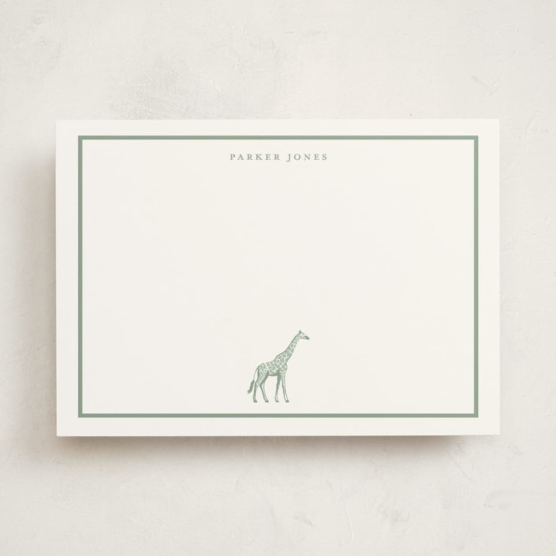"Safari Giraffe" - Personalized Stationery Cards in Palm by Jenna Holcomb - Front
