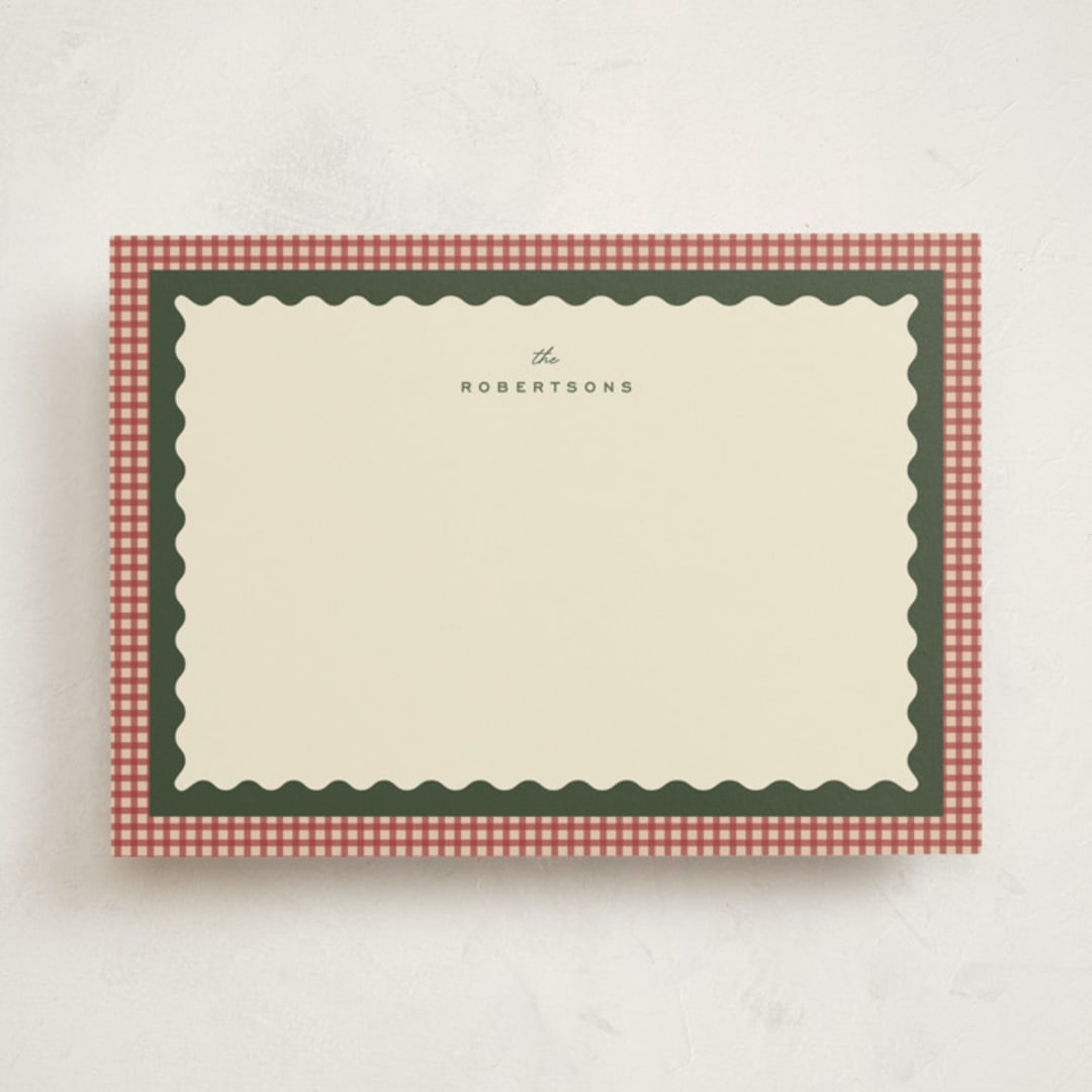 "gingham layers" - Personalized Stationery Cards in Cranberry by Ellen Schlegelmilch - Front