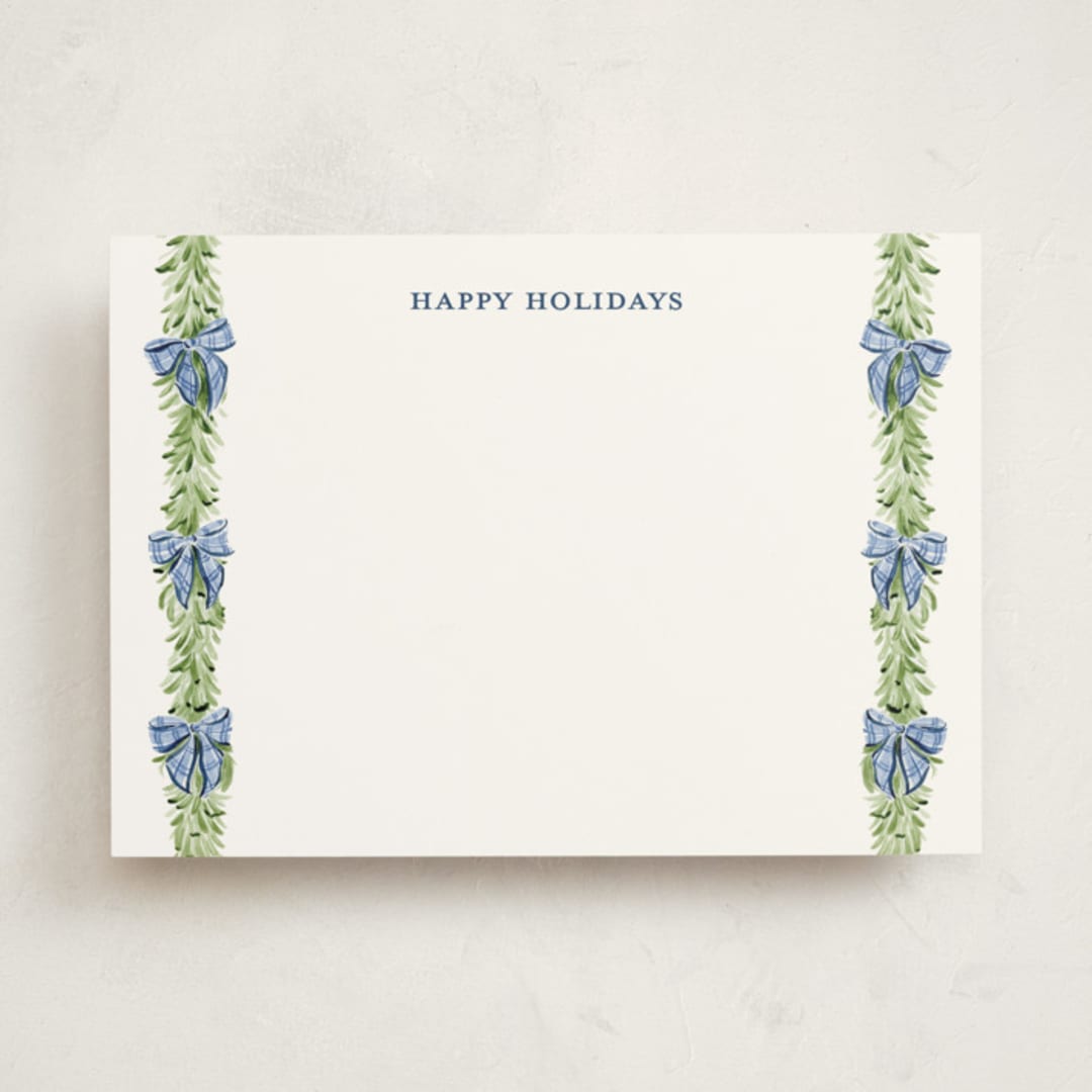 "Plaid bows" - Personalized Stationery Cards in Frosted by Sarah Knight - Front