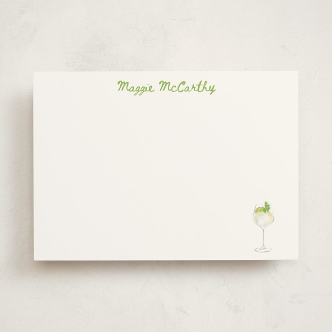 "Hugo Spritz" - Personalized Stationery Cards in Lime by Baumbirdy - Front