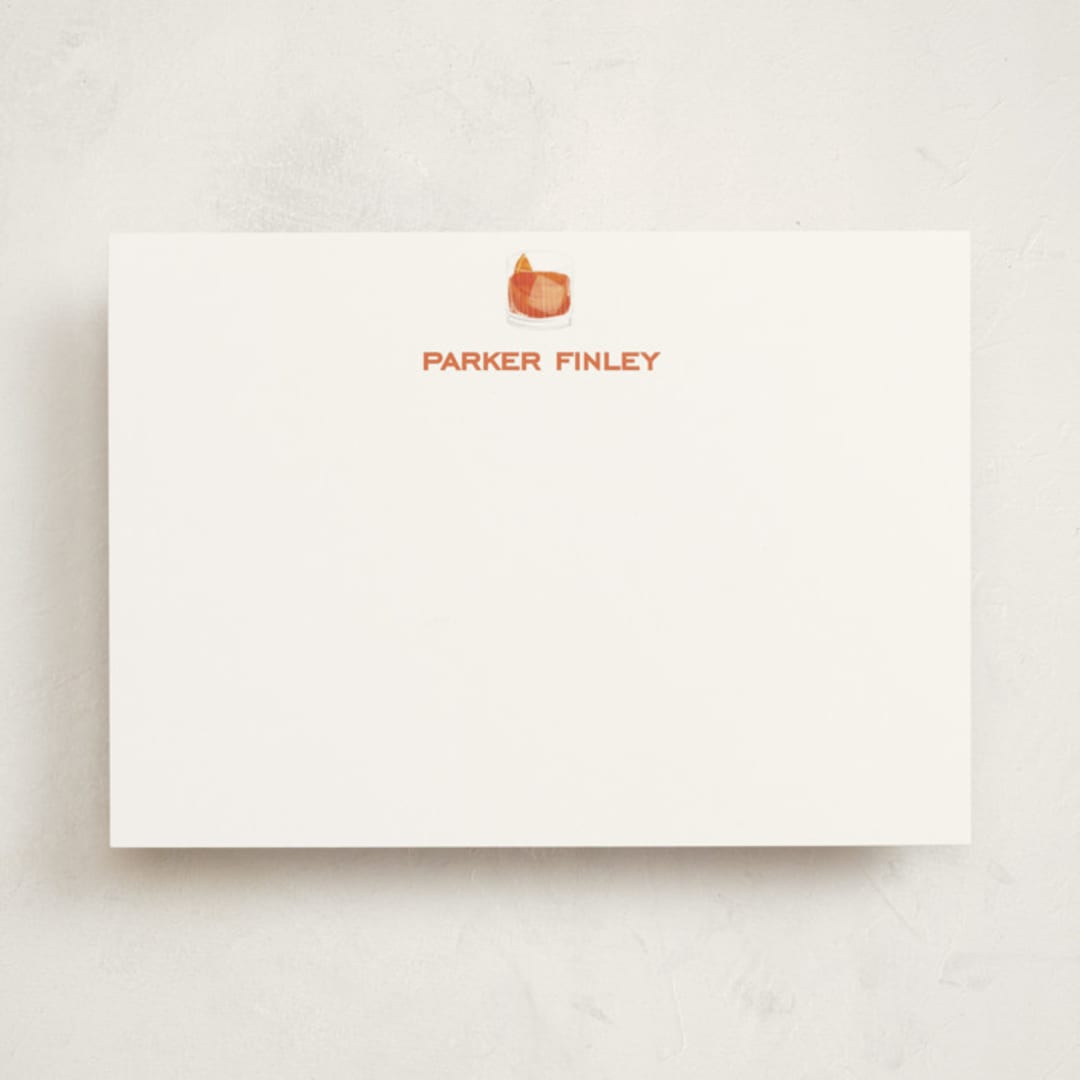 "Negroni" - Personalized Stationery Cards in Tangerine by Baumbirdy - Front