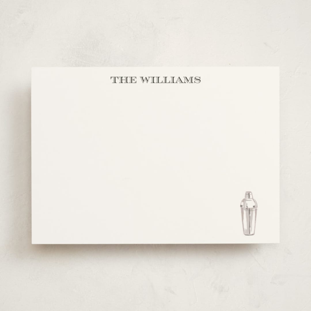"Cocktail Shaker" - Personalized Stationery Cards in Coal by Baumbirdy - Front