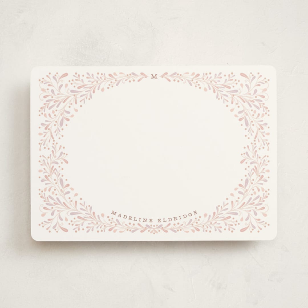 "botanical border" - Personalized Stationery Cards in Mulberry by Kamala Nahas - Front