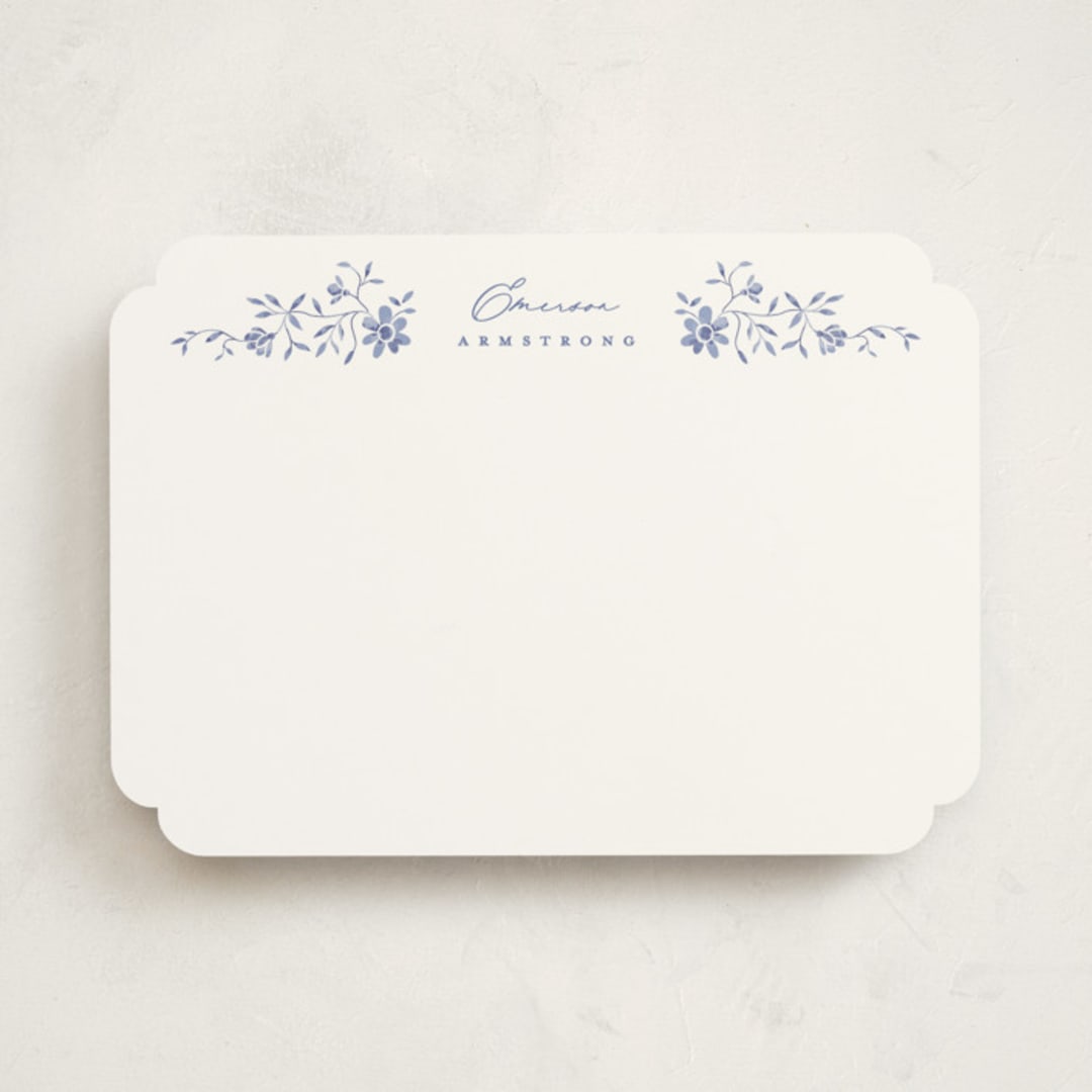 "Posies" - Personalized Stationery Cards in Marine by Susan Zinader - Front