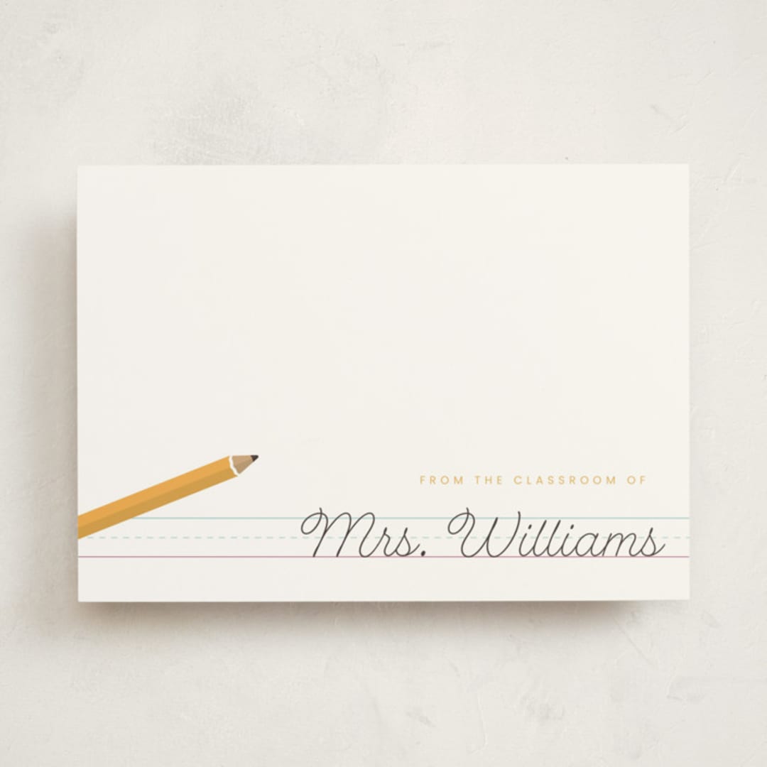 "Classroom Notes" - Personalized Stationery Cards in Sunflower by Poised Avenue - Front