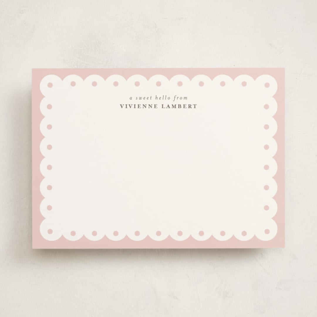 "Southern Charm" - Personalized Stationery Cards in Blush by Shirley Lin Schneider - Front