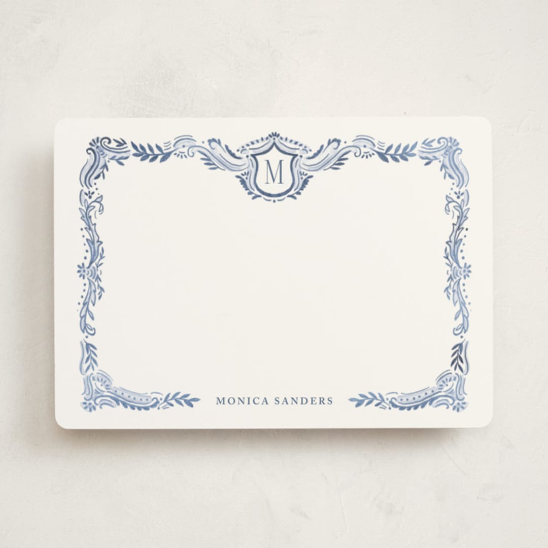 "Fresco" - Personalized Stationery Cards in Bluebell by Petra Kern - Front