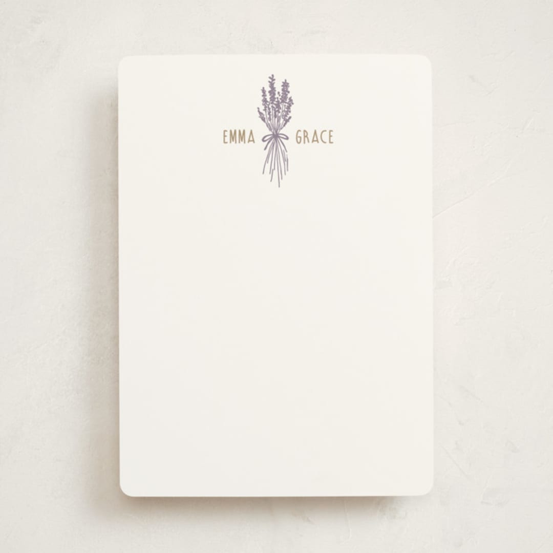 "Lavender Bouquet" - Personalized Stationery Cards in Lavender by Katie - Front