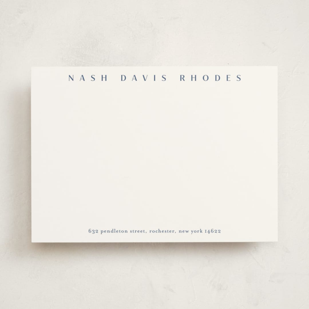 "Letterhead" - Personalized Stationery Cards in Cobalt by Stacey Meacham - Front