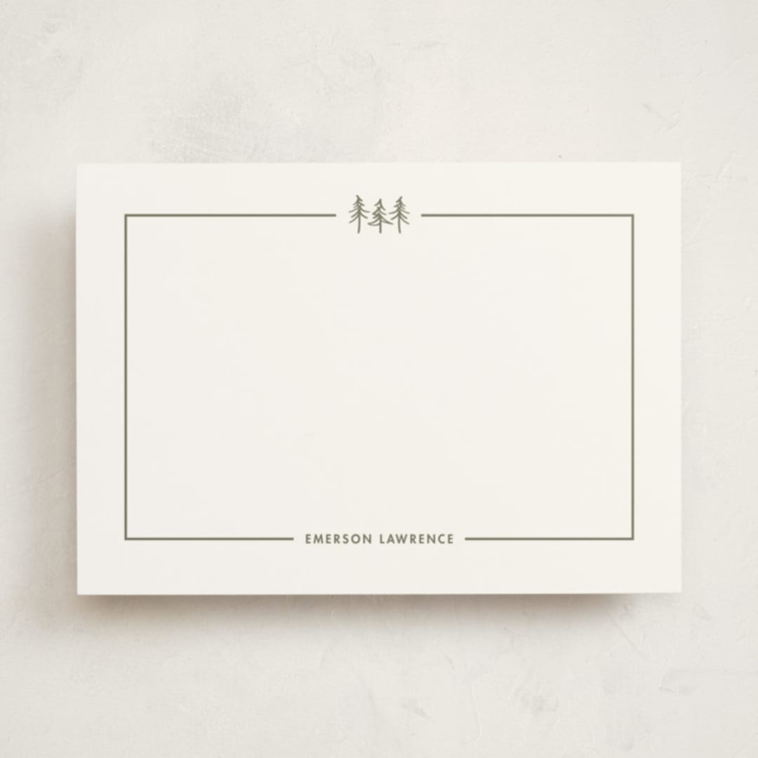 "Three Pines" - Personalized Stationery Cards in Ponderosa by Townsend Majors - Front