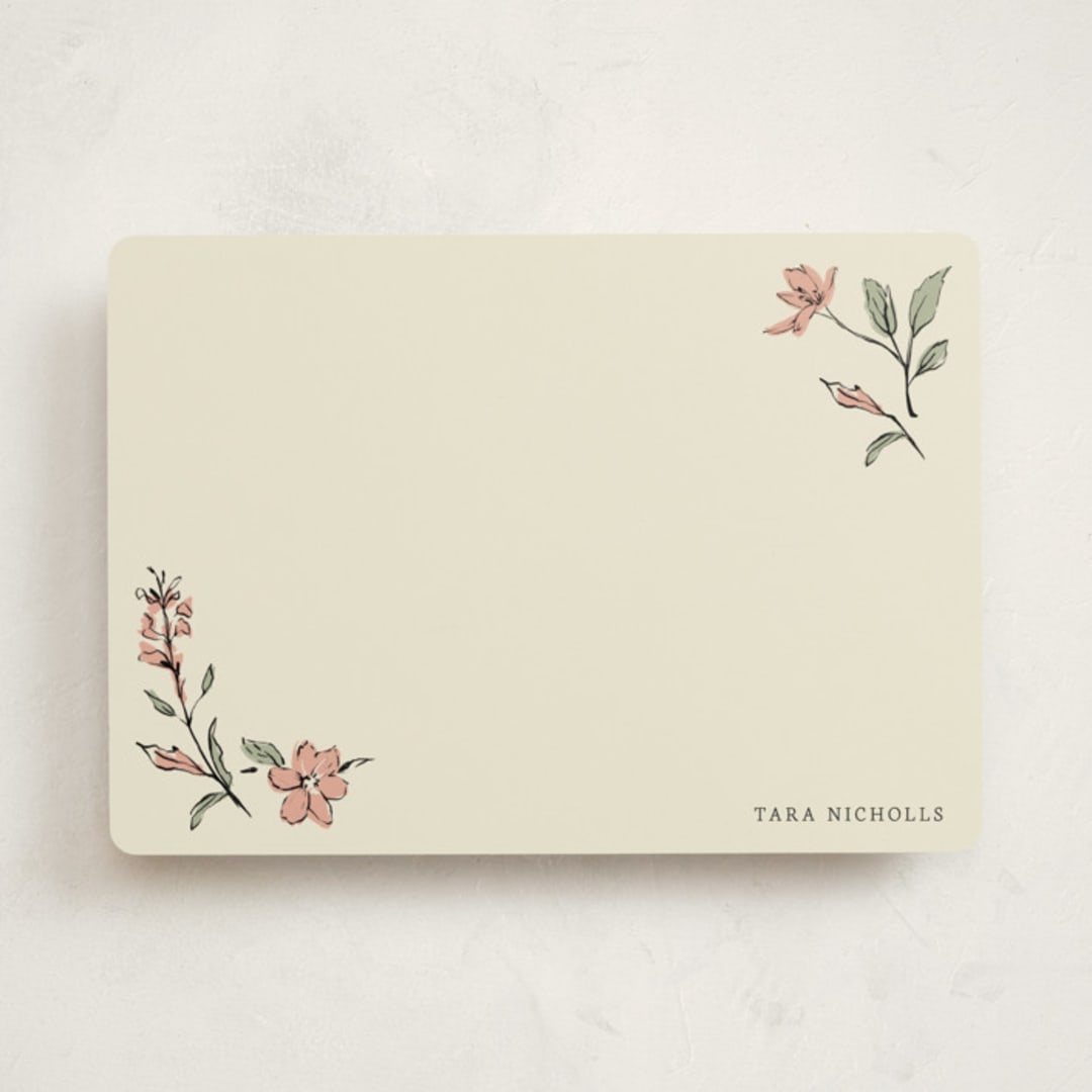 "Elegant Floral Stationery" - Personalized Stationery Cards in Coral by RachelYaej - Front